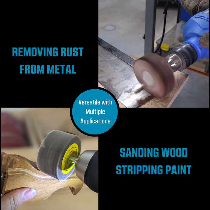 Kit de ruedas de lijado con solapa de 3 piezas para taladro, montadas en vástago de 1/4 de pulgada