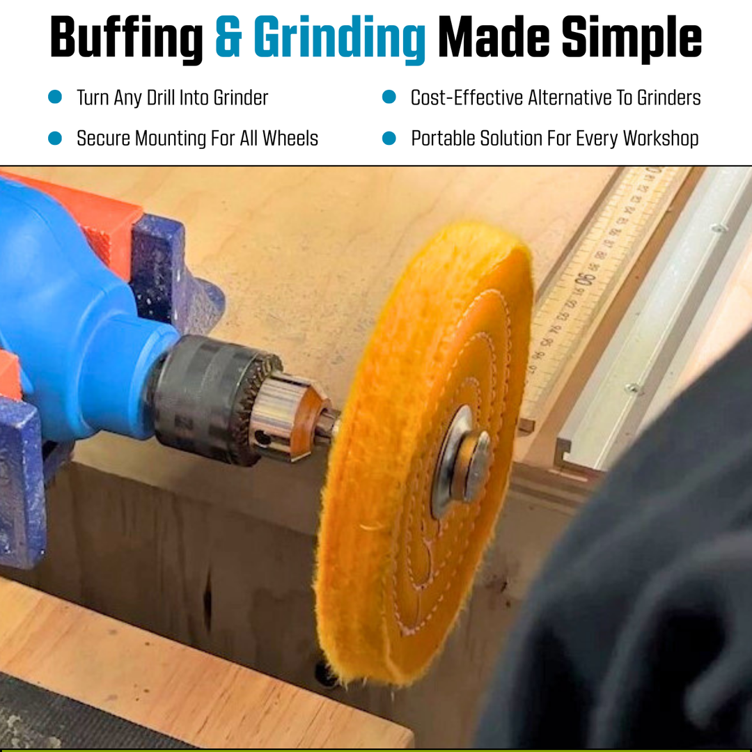 Mandril adaptador de eje de rueda pulidora, eje extendido que se adapta a ruedas de hasta 1-1/4" de espesor