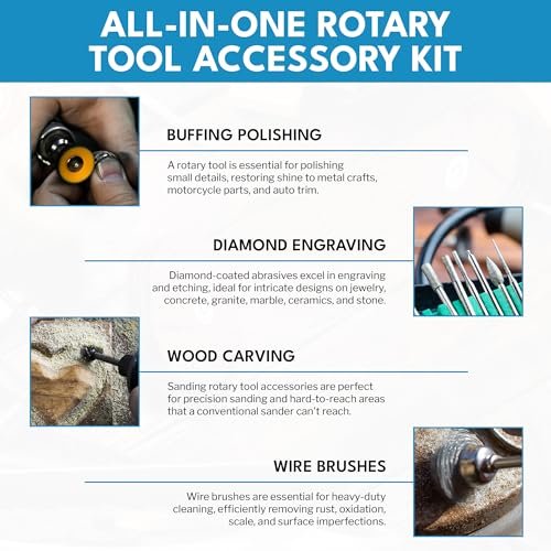 Kit de accesorios para herramientas rotativas de 500 piezas en caja de herramientas voladiza