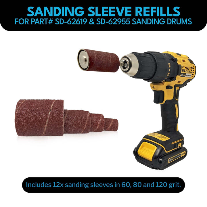 Juego de fundas de lijado de 2" de largo para lijadora de tambor (paquete de 12) | Viene en grano 60, 80 o 120