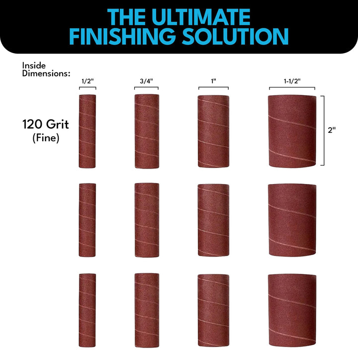 Juego de fundas de lijado de 2" de largo para lijadora de tambor (paquete de 12) | Viene en grano 60, 80 o 120