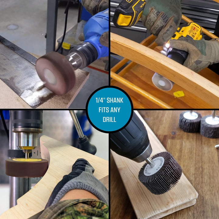 Juego de 16 ruedas de lijado con solapas para taladro y amoladora para madera y metal