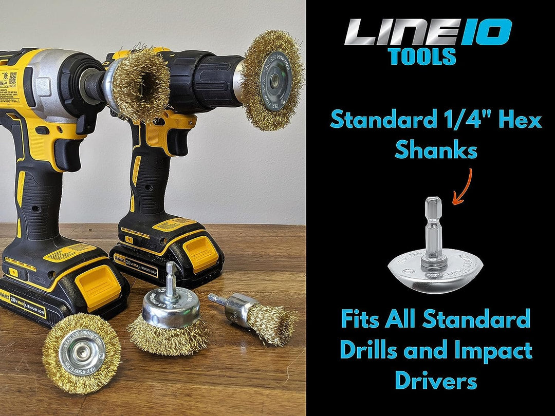 Juego de vasos y rueda de cepillo de alambre recubierto de latón de 5 piezas