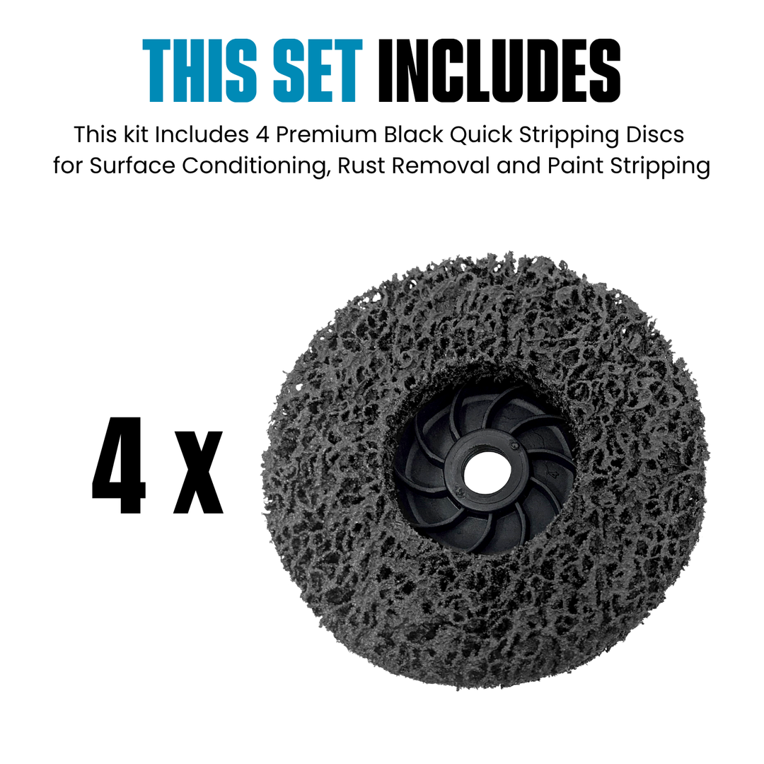 4pk Black Stripping Discs 4-1/2" with 5/8-11 Threaded Arbors for Angle Grinders