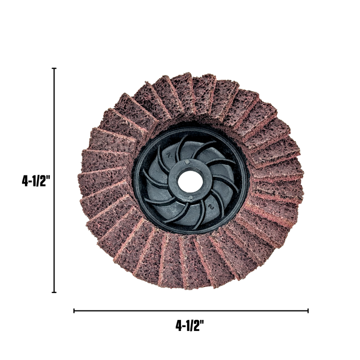 5pk Red Non-Woven Abrasive Flap Disc, 120 Grit with 5/8-11 Threaded Arbor for 4-1/2" Angle Grinder
