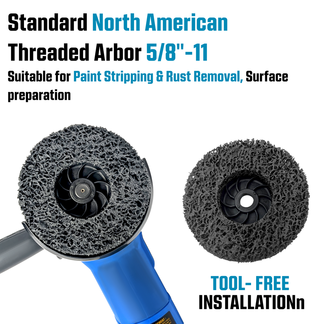 4pk Black Stripping Discs 4-1/2" with 5/8-11 Threaded Arbors for Angle Grinders