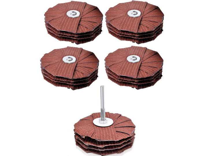 4" Sanding Mop Kit, Moulding Flap Wheel Sander for Drill, 1/4" Shank, Abrasive Flapper Sander for Woodworking, Contours Finishing