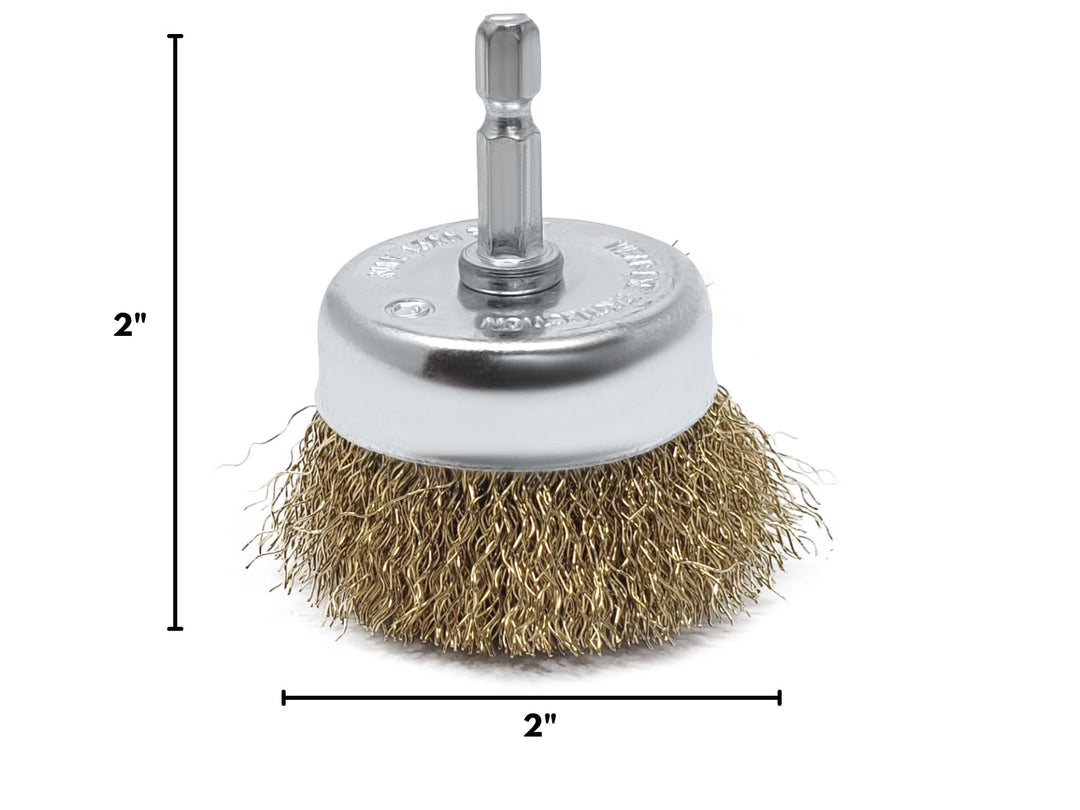 8pk 2" Wire Cup Brush for Drill, 2-inch Diameter, Brass-Coated