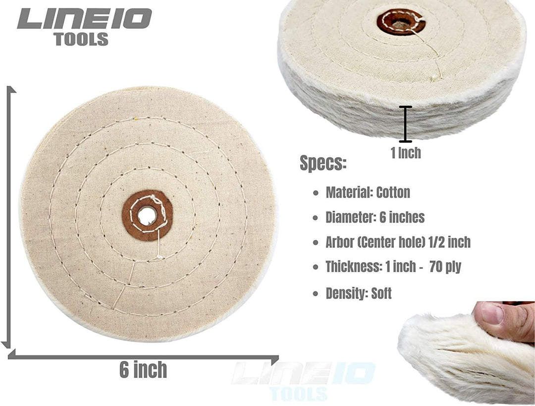 Kit de rueda pulidora de metal de 6" para amoladora de banco de acero inoxidable, aluminio y hierro