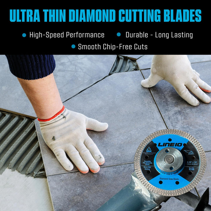 5pk 4.5 Inch Diamond Saw Blades for Angle Grinder - Ultra Thin Tile Cutting Wheel Ceramic Blade - Professional Porcelain Tile Cutter Tool X-Turbo Rim for Granite Stone Masonry Wet Dry Cut