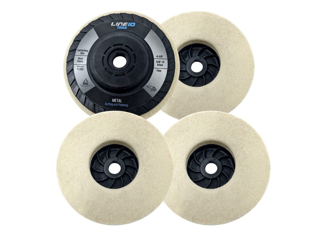 Paquete de 4 ruedas pulidoras de fieltro de 4-1/2 pulgadas con eje roscado de 5/8-11 para amoladora angular