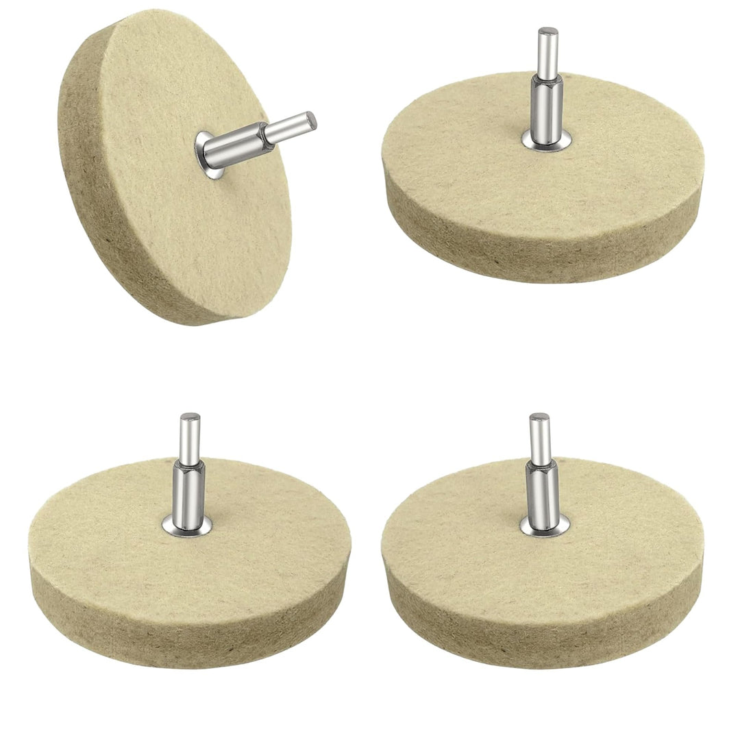 4" Hard Felt Buffing Wheels with 1/4-Inch Shank for Drill, Pack of 4