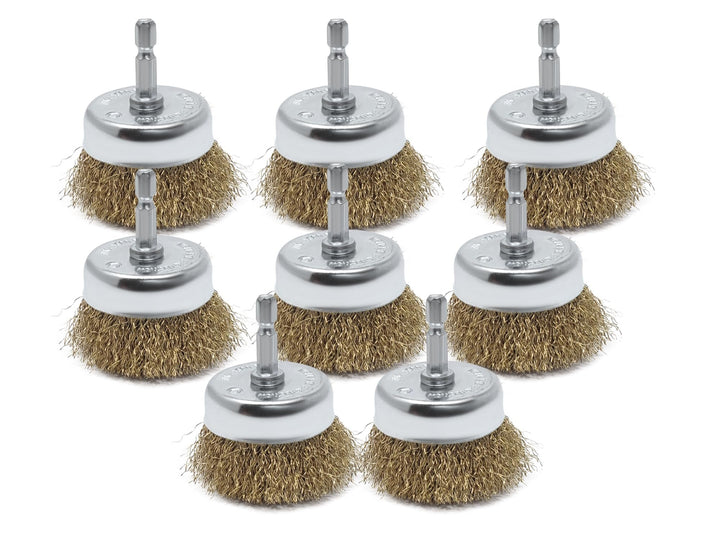 8pk 2" Wire Cup Brush for Drill, 2-inch Diameter, Brass-Coated
