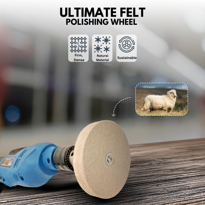 4" Hard Felt Buffing Wheels with 1/4-Inch Shank for Drill, Pack of 4