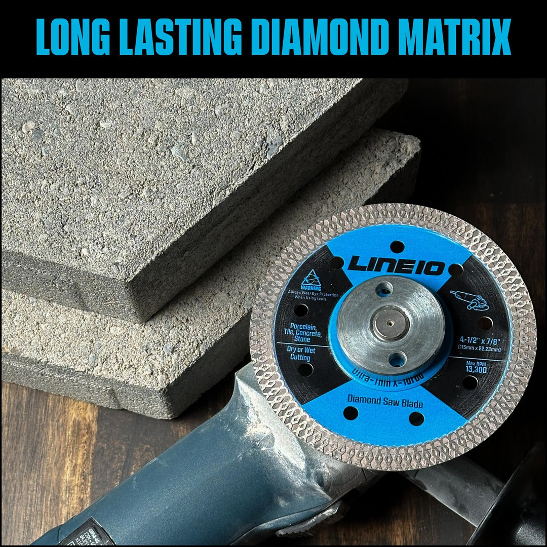 3pk 4.5 Inch Diamond Saw Blades for Angle Grinder - Ultra Thin Tile Cutting Wheel Ceramic Blade - Professional Porcelain Tile Cutter Tool X-Turbo Rim for Granite Stone Masonry Wet Dry Cut