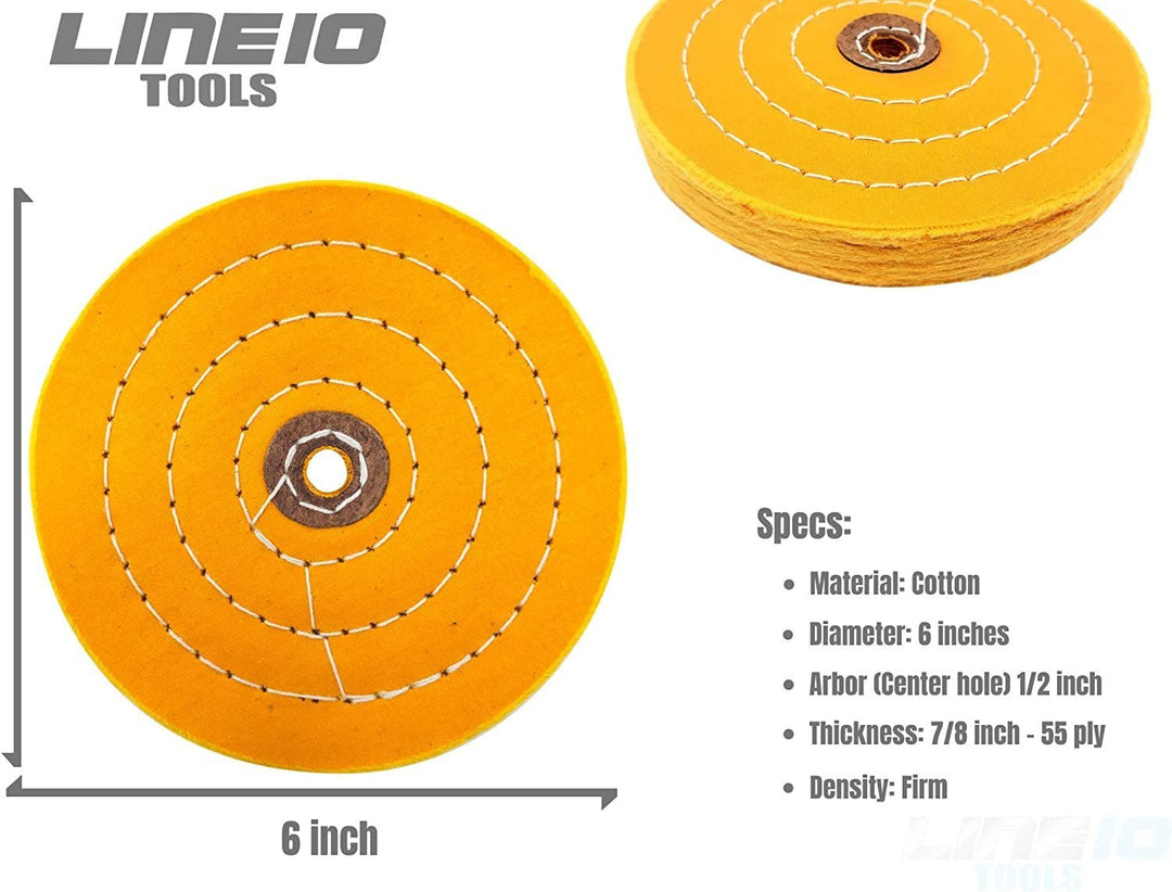 Kit de rueda pulidora de metal de 6" para amoladora de banco de acero inoxidable, aluminio y hierro