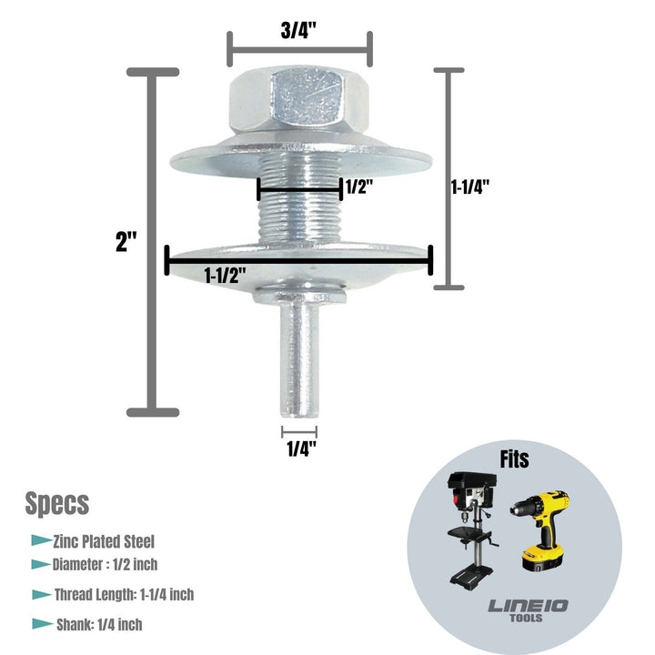 Adaptateur d'arbre de perçage pour meules de polissage et de meulage, Arber 1/2 pouces