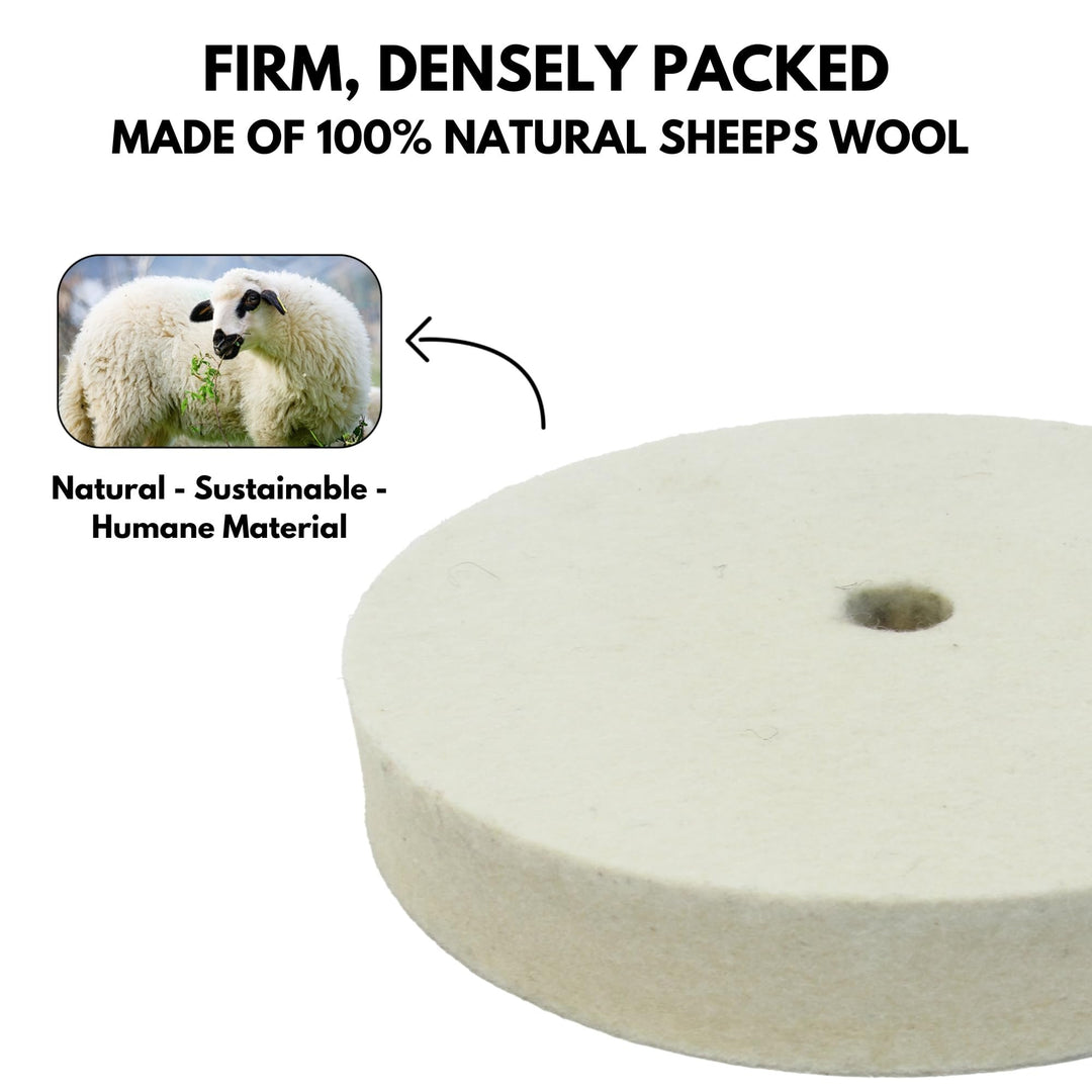 6" Hard Felt Buffing Polishing Wheel, Pack of 2, with 1/2-Inch Arbor Drill Adapter