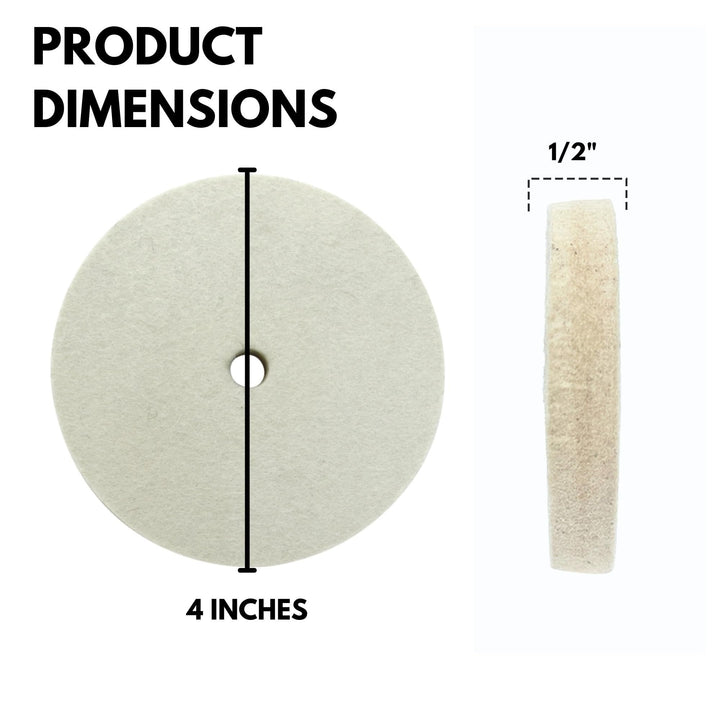 4" Hard Felt Buffing Wheels with 1/4-Inch Shank for Drill, Pack of 4