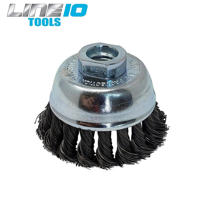 LINE10 Tools Lot de 4 brosses à fil noué de 7,6 cm pour meuleuse d'angle pour un nettoyage intensif de la rouille