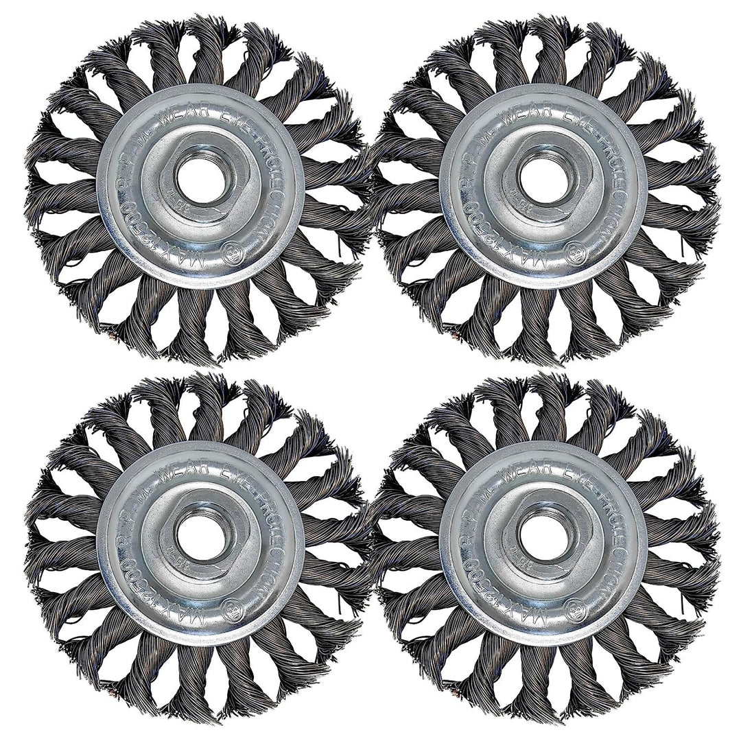 LINE10 Tools Lot de 4 brosses circulaires nouées de 10,2 cm pour meuleuse d'angle, 1/2" d'épaisseur, pour un nettoyage intensif de la rouille 
