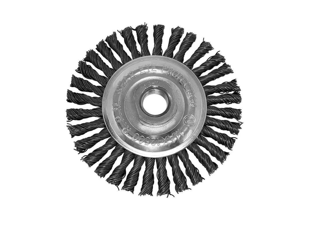 Brosse à roue circulaire nouée de 4" (épaisseur 1/4") pour meuleuses d'angle