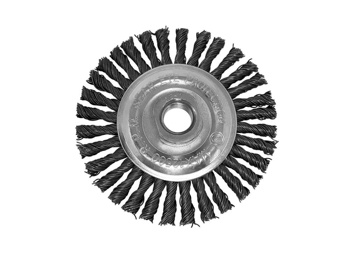 Brosse à roue circulaire nouée de 4" (épaisseur 1/4") pour meuleuses d'angle