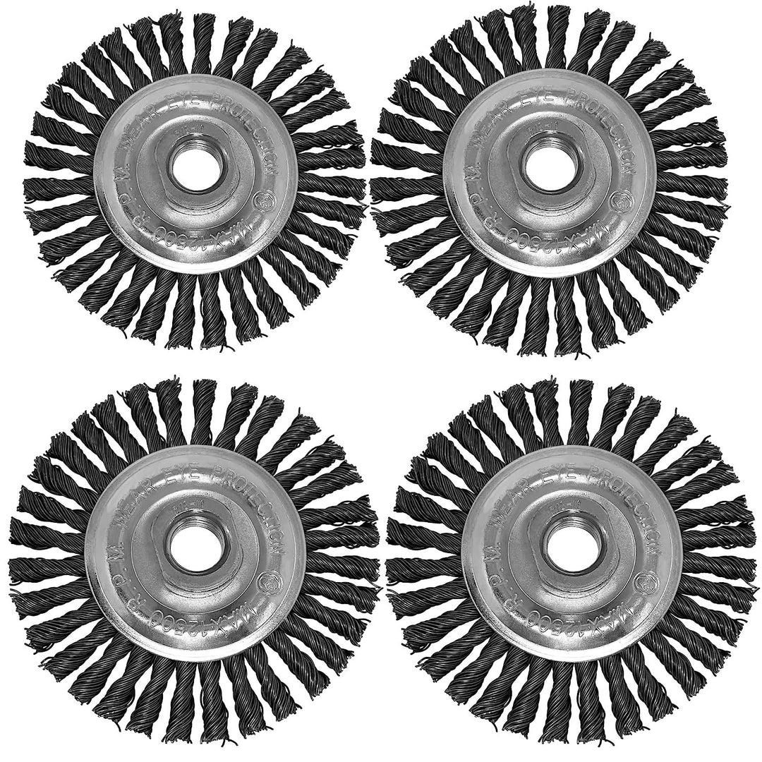 LINE10 Tools Lot de 4 brosses circulaires nouées de 10,2 cm pour meuleuse d'angle, 1/4" d'épaisseur, pour un nettoyage intensif de la rouille