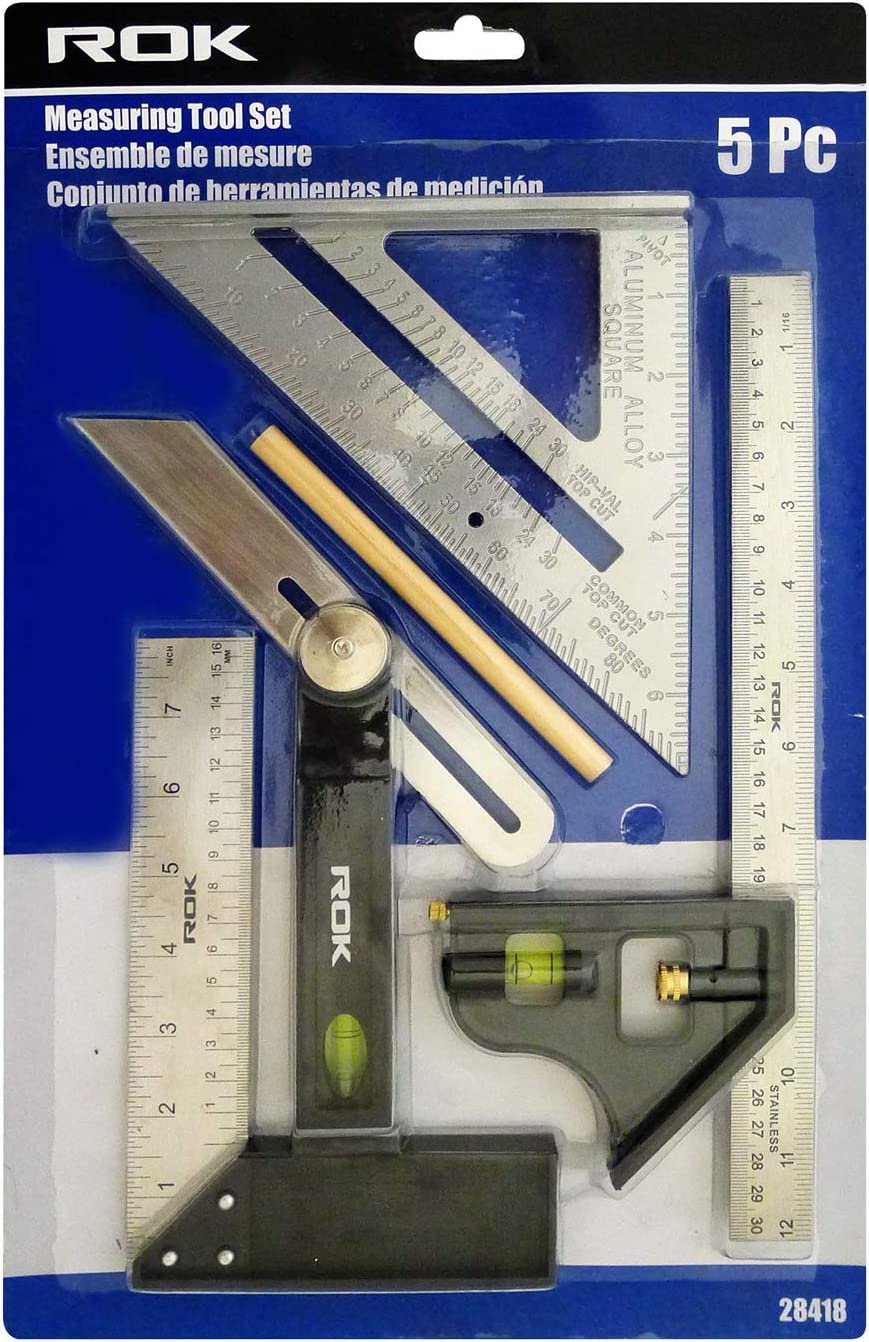 Ensemble d'outils de mesure pour le travail du bois, 5 pièces