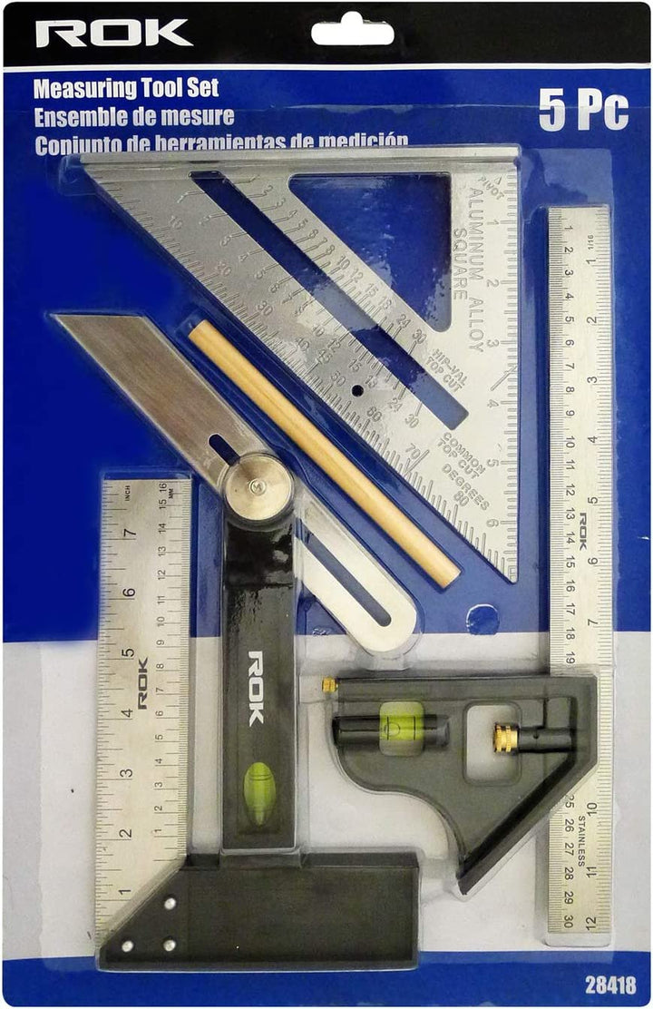 Ensemble d'outils de mesure pour le travail du bois, 5 pièces