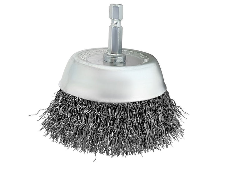 Brosse coupe métallique de 3 pouces sur tige hexagonale de 1/4" - poils en acier