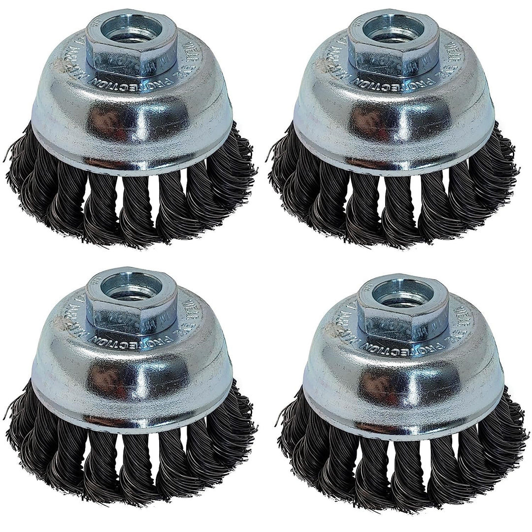 LINE10 Tools Lot de 4 brosses à fil noué de 7,6 cm pour meuleuse d'angle pour un nettoyage intensif de la rouille