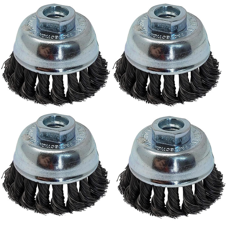 LINE10 Tools Lot de 4 brosses à fil noué de 7,6 cm pour meuleuse d'angle pour un nettoyage intensif de la rouille