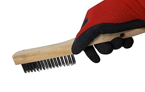 Lot de 2 brosses métalliques en acier avec manche en bois, brosses à gratter de 10 po de long